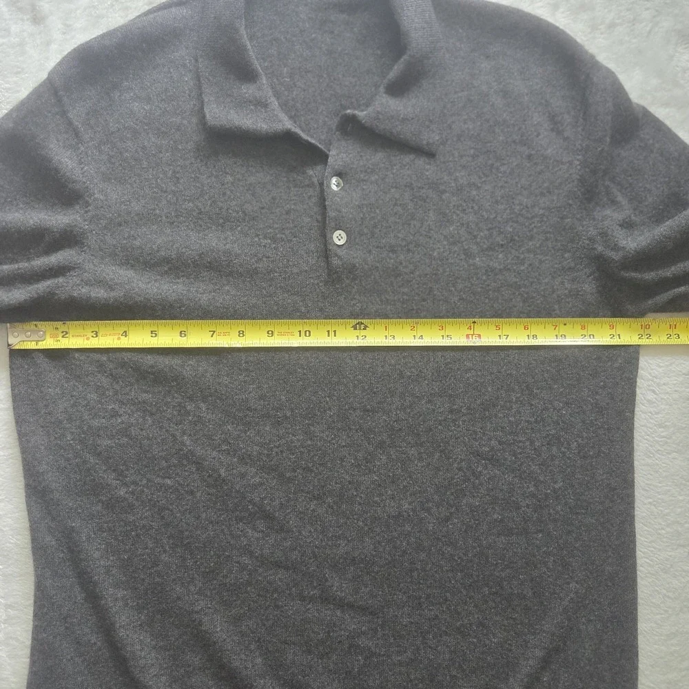 Glen Royal 100% Fine Cashmere Charcoal Grey Collared Button Sweater Mens Large